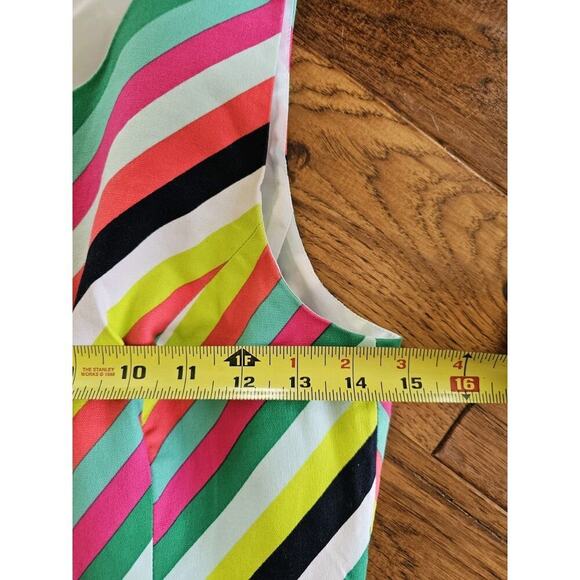 Crown & Ivy Women's Size 4 Sleeveless Pink Green Chevron Print Dress EUC Pockets - Picture 4 of 7